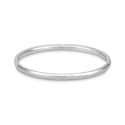 Streamlined 925 Sterling Silver Round Bangle for Baby