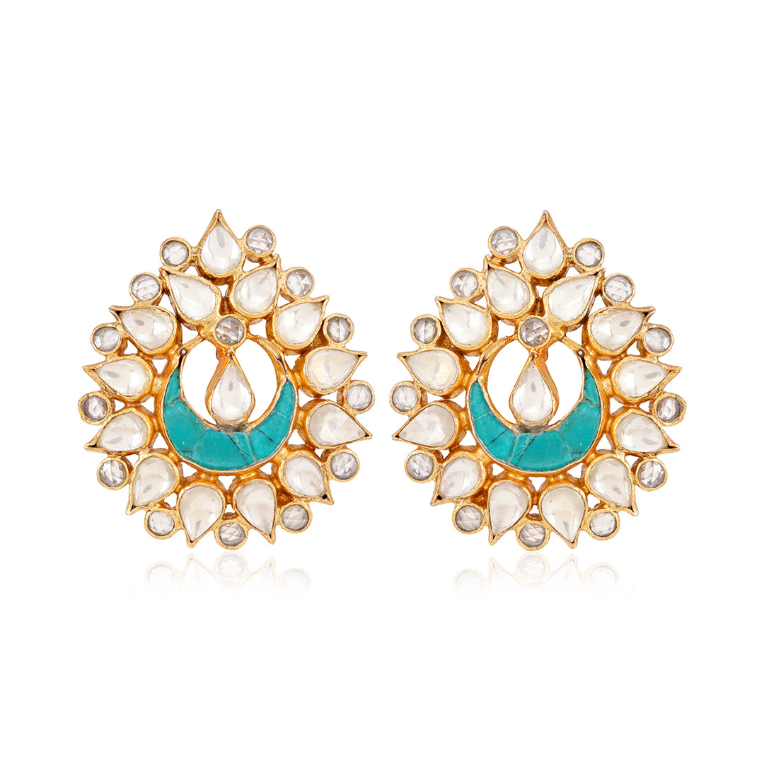 Stunning Polki Turquoise Stud