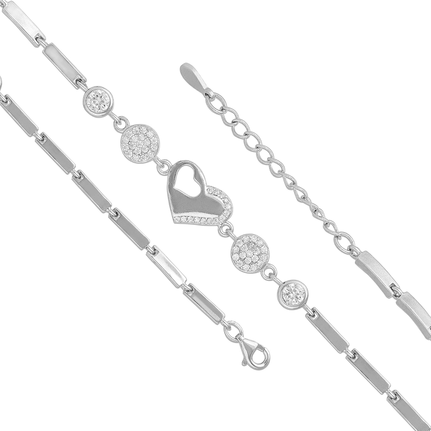 Stylish Heart Enchanting 925 Sterling Silver Bracelet for Women