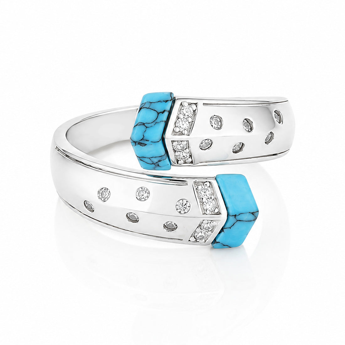 Stylish Blue Crossover Luxe Sparkle 925 Sterling Silver ring for women