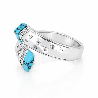 Stylish Blue Crossover Luxe Sparkle 925 Sterling Silver ring for women