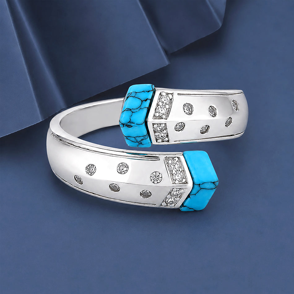 Stylish Blue Crossover Luxe Sparkle 925 Sterling Silver ring for women