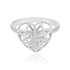 Stylized heart Rhodium Plated Geometric Precision Ring