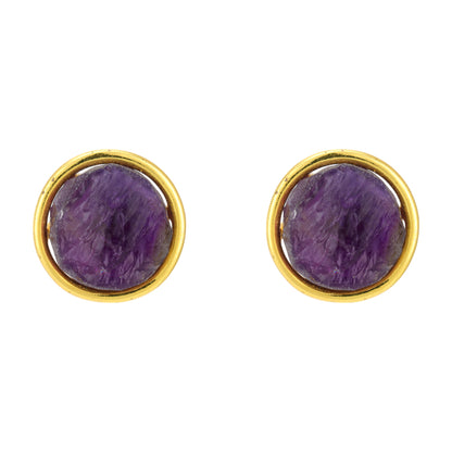 Subtle Amethyst Stoned 925 Gold Plated Earrings