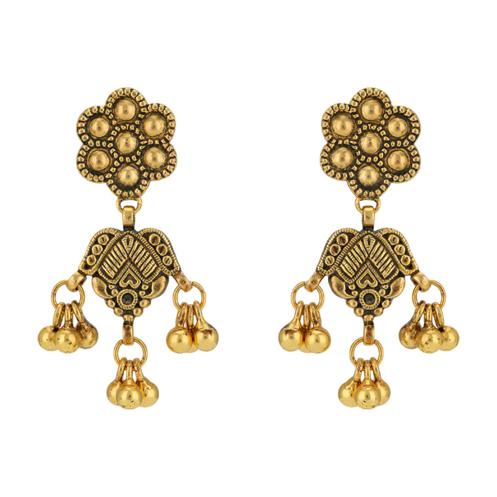 Subtle Elegance Gold Plated Beads Drop 925 Earrings