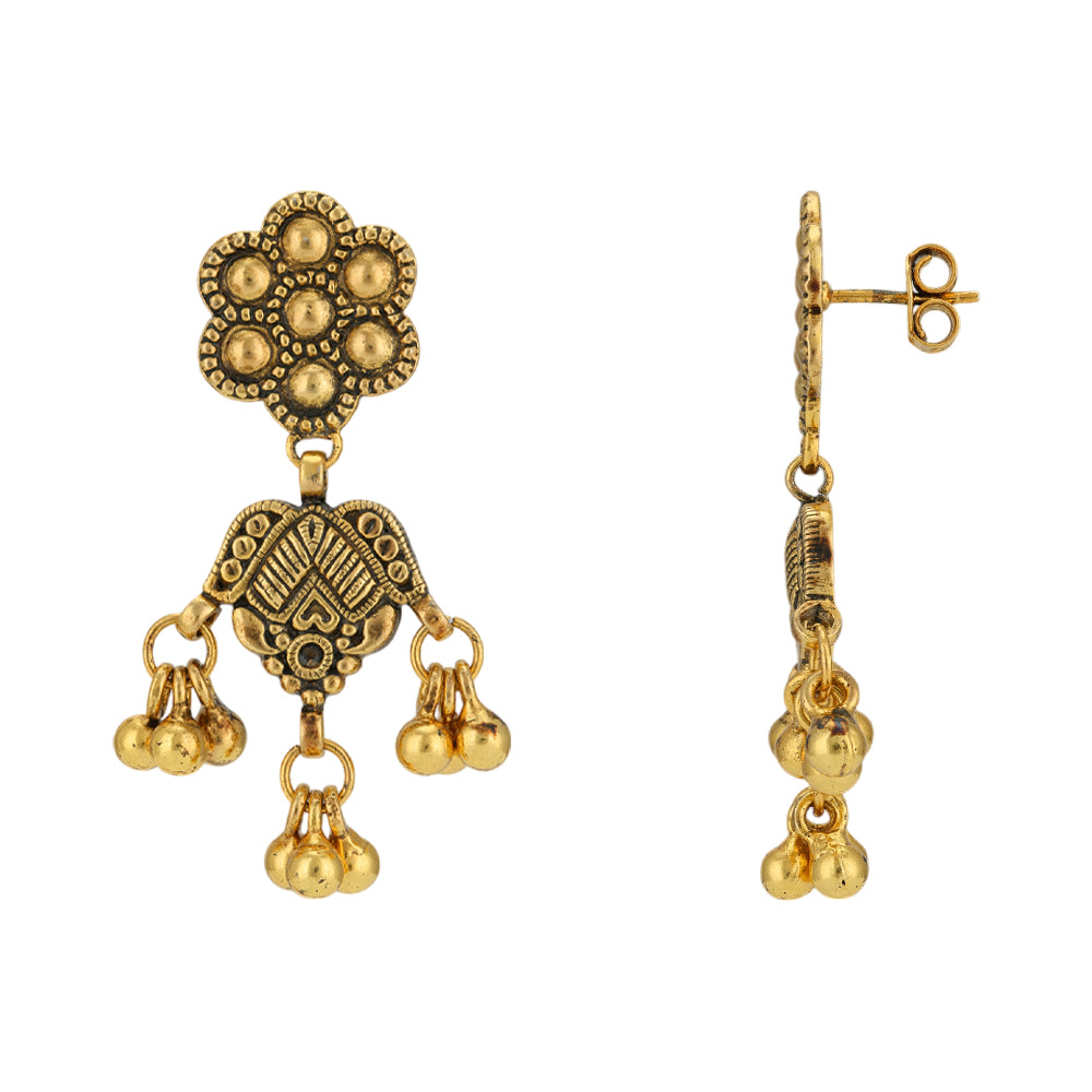 Subtle Elegance Gold Plated Beads Drop 925 Earrings