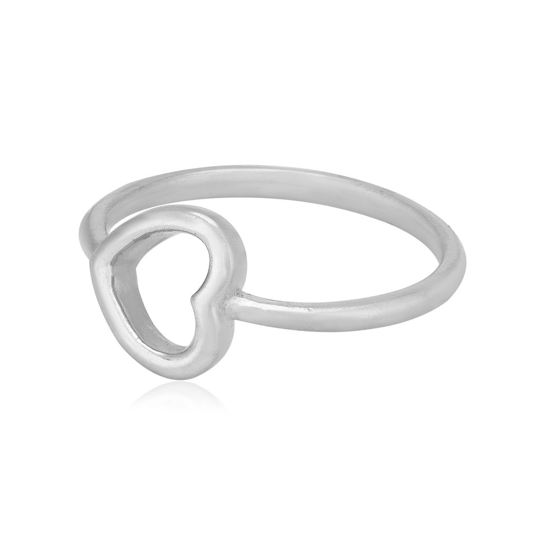 Subtle Heart 925 Rhodium Sterling Silver Sleek Rings