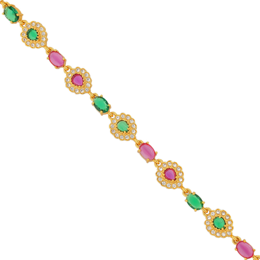 Subtle Red Green Fusion 925 Gold Plated Bracelets