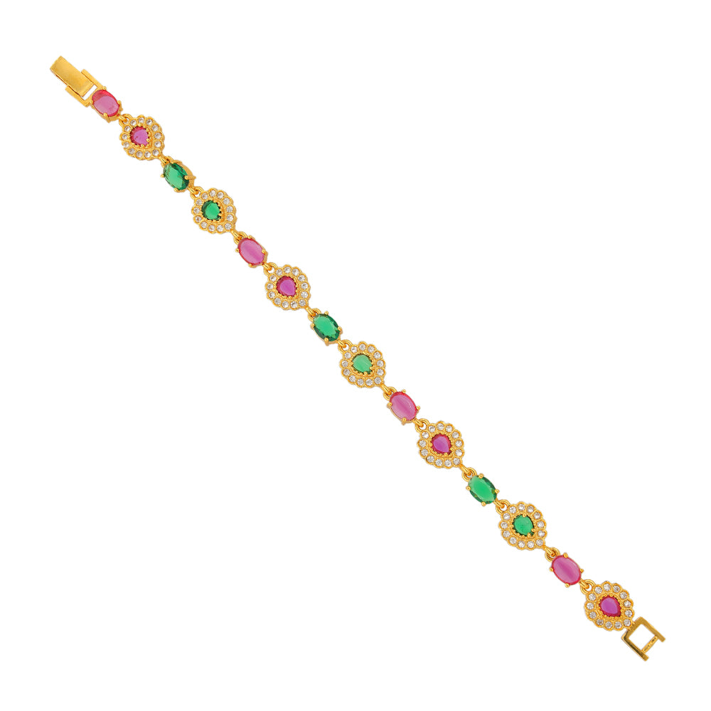 Subtle Red Green Fusion 925 Gold Plated Bracelets