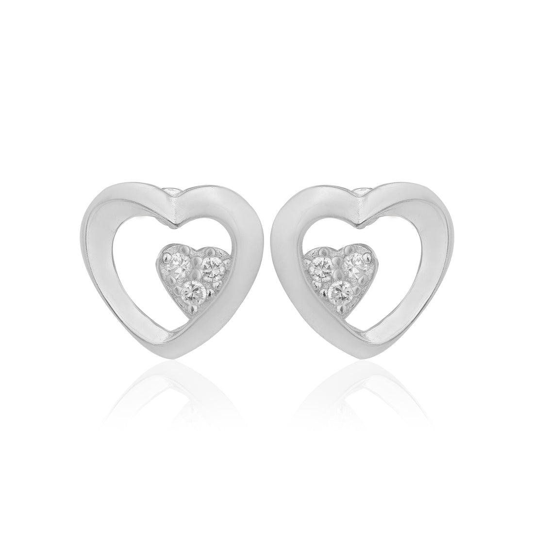 Subtle Shine 925 Rhodium Dual Heart Studs