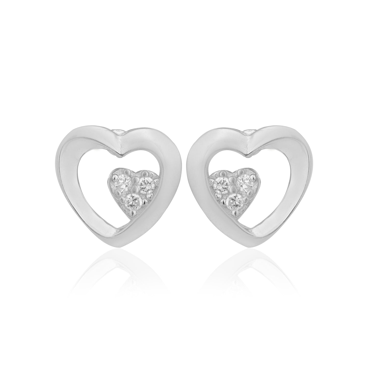 Subtle Shine 925 Rhodium Dual Heart Studs