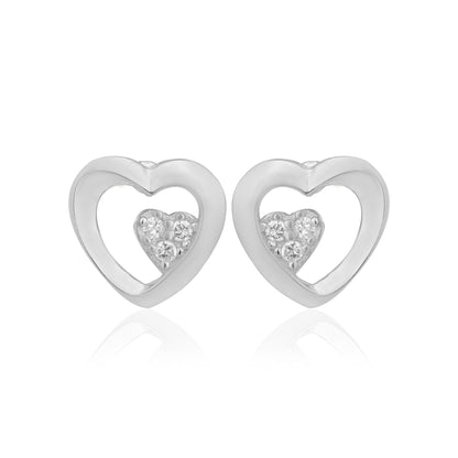 Subtle Shine 925 Rhodium Dual Heart Studs