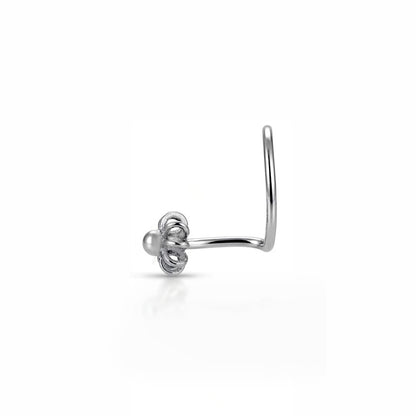 Sunflower Pearl Silver Corkscrew Nosepin