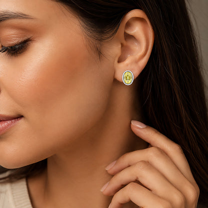 Sunlit Yellow Shine 925 Sterling Silver Stud Earrings