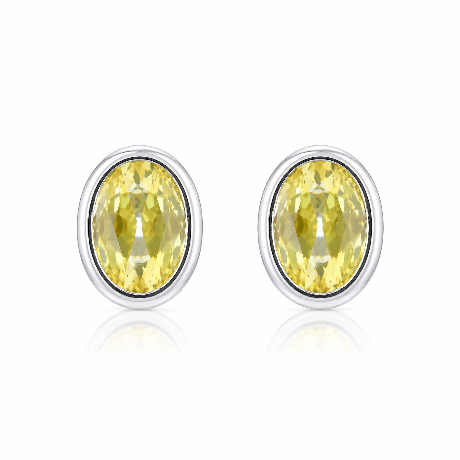 Sunlit Yellow Shine 925 Sterling Silver Stud Earrings