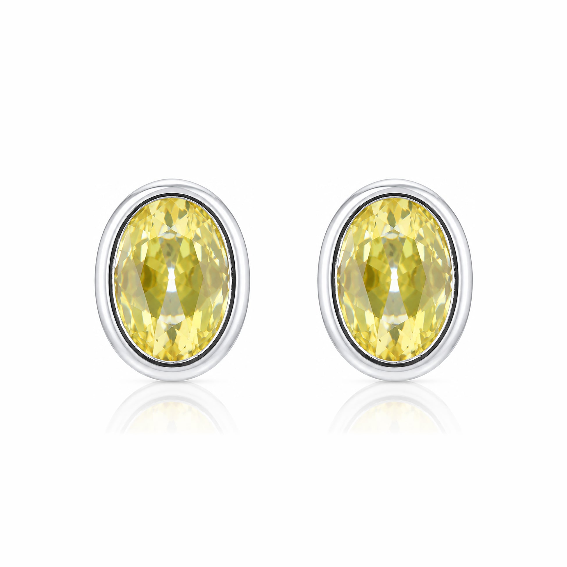 Sunlit Yellow Shine 925 Sterling Silver Stud Earrings