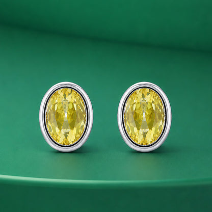Sunlit Yellow Shine 925 Sterling Silver Stud Earrings