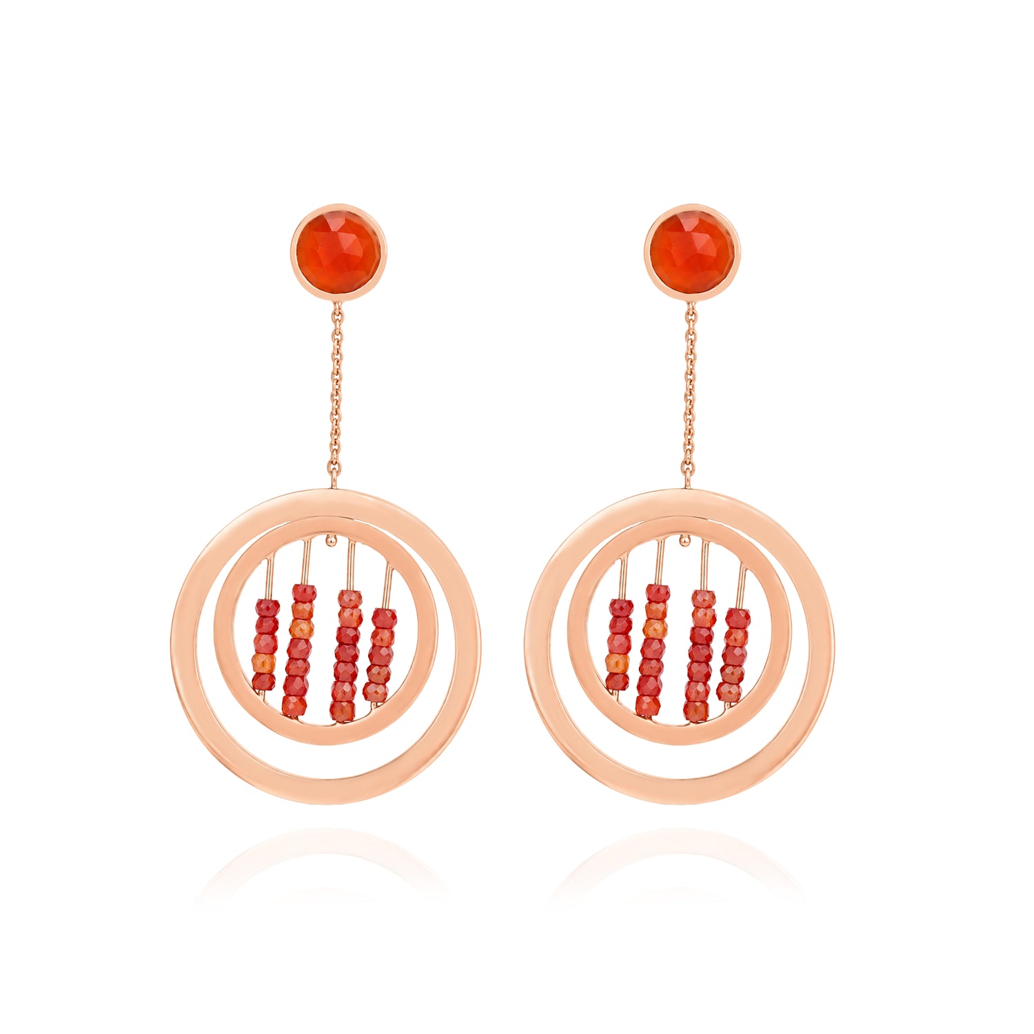 Sunset Bead Rosegold Dangle 925 Sterling Silver Earrings