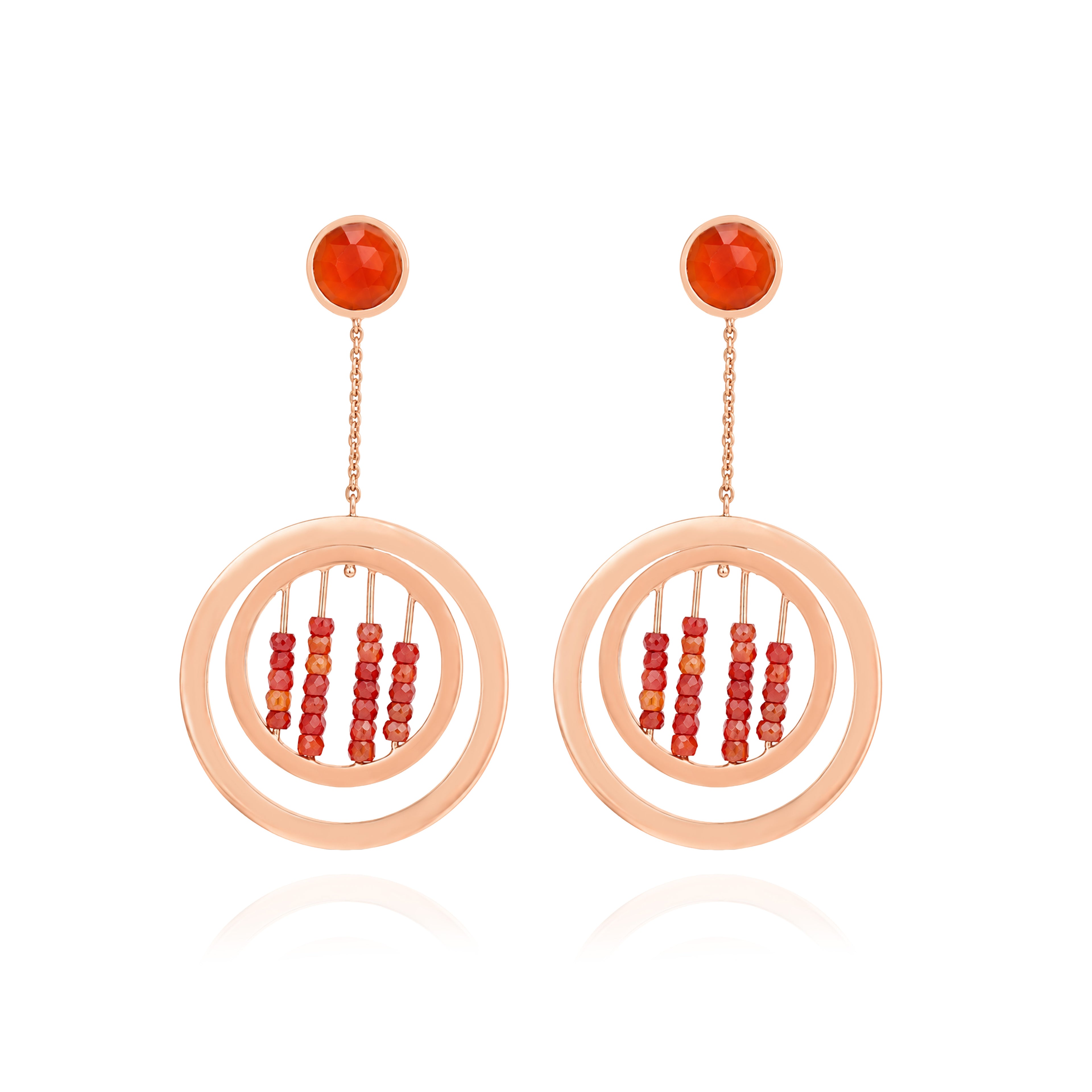 Sunset Bead Rosegold Dangle 925 Sterling Silver Earrings