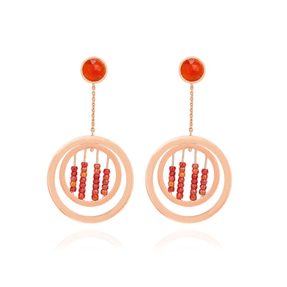 Sunset Bead Rosegold Dangle 925 Sterling Silver Earrings