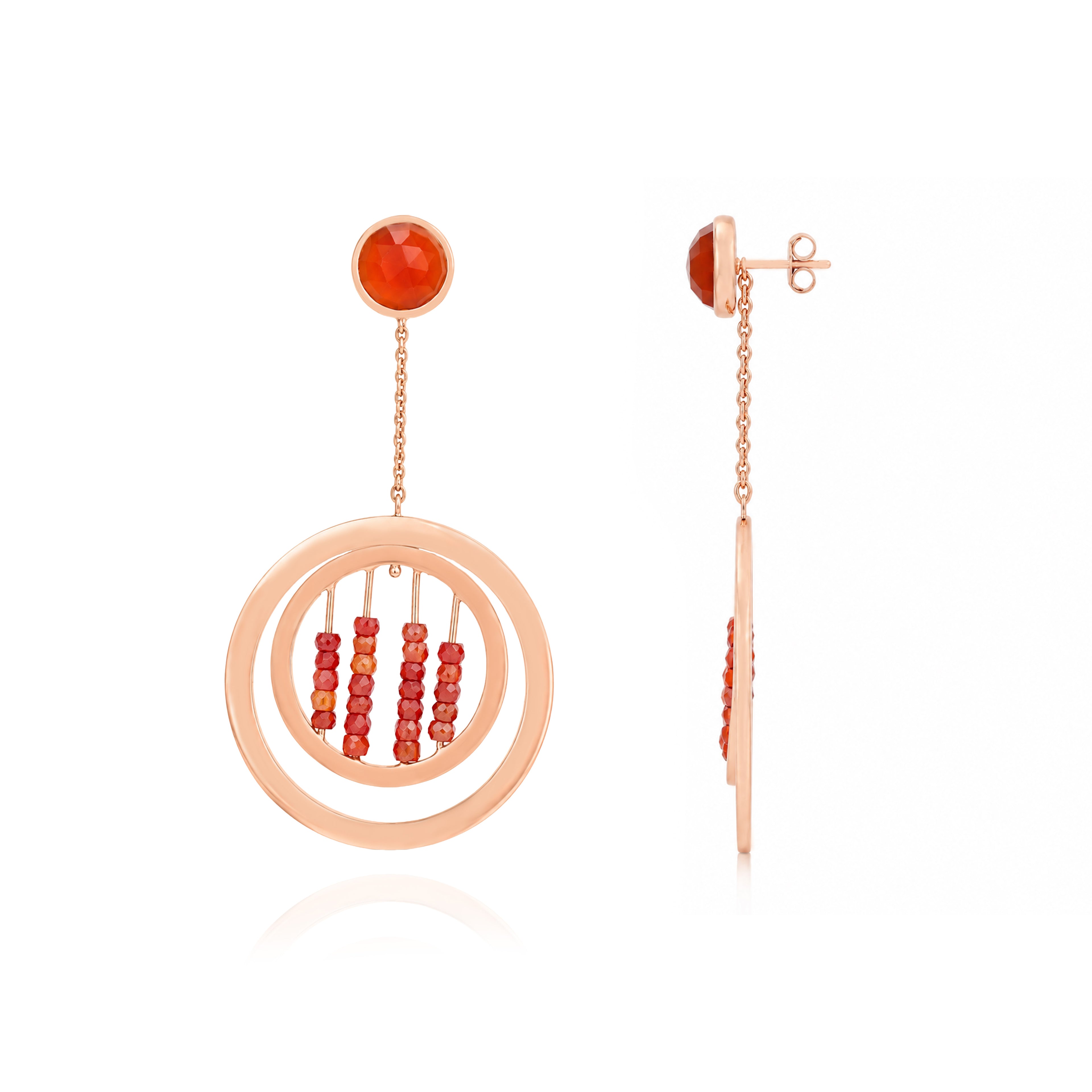 Sunset Bead Rosegold Dangle 925 Sterling Silver Earrings
