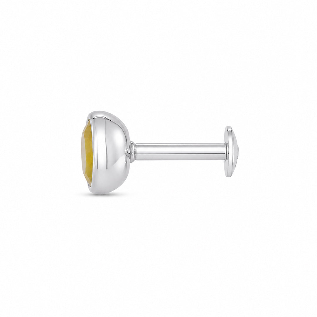 Sunshine Bezel Yellow Gemstone Silver Nosepin