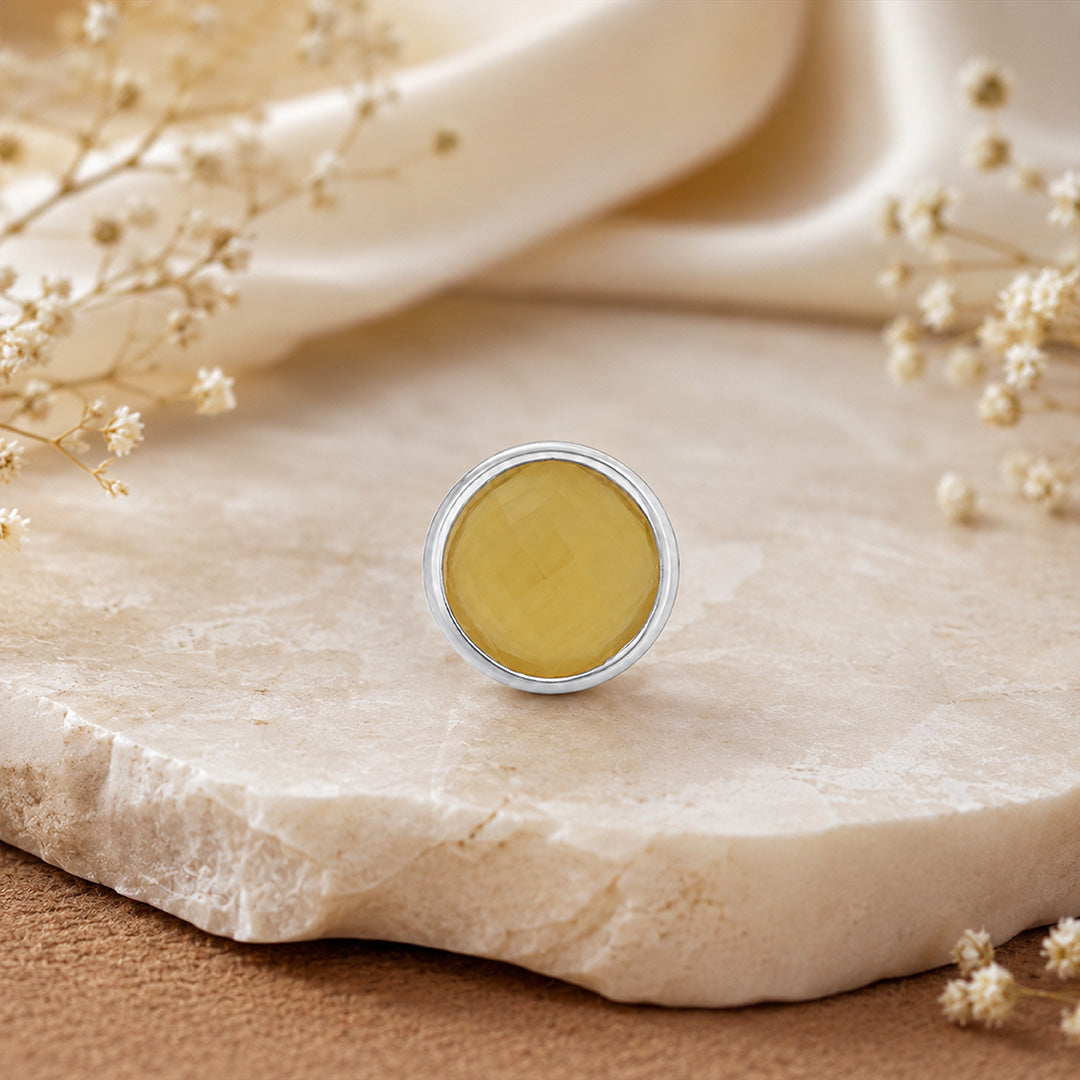 Sunshine Bezel Yellow Gemstone Silver Nosepin