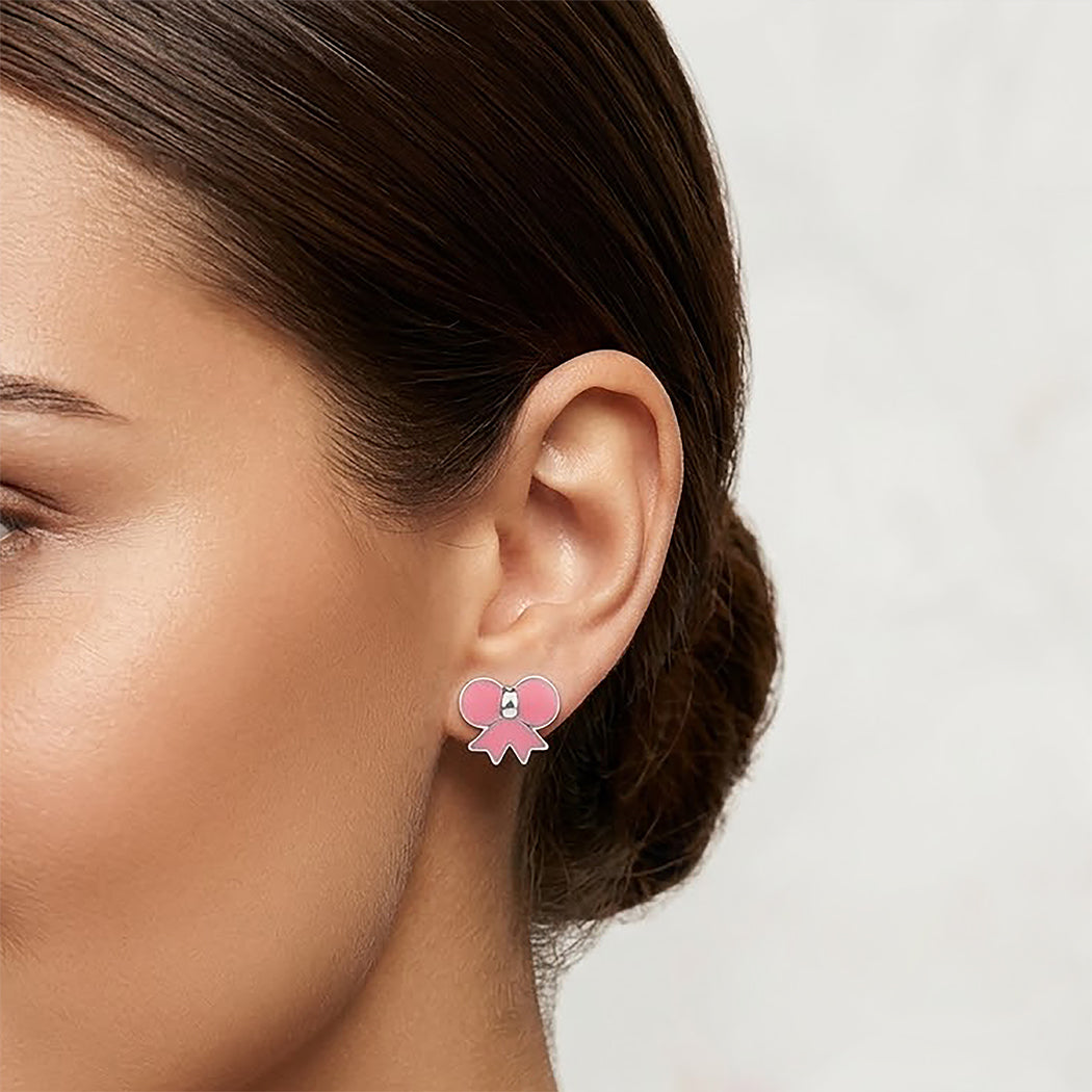 Sweet Ribbon Sparkle 925 Sterling Silver Earring
