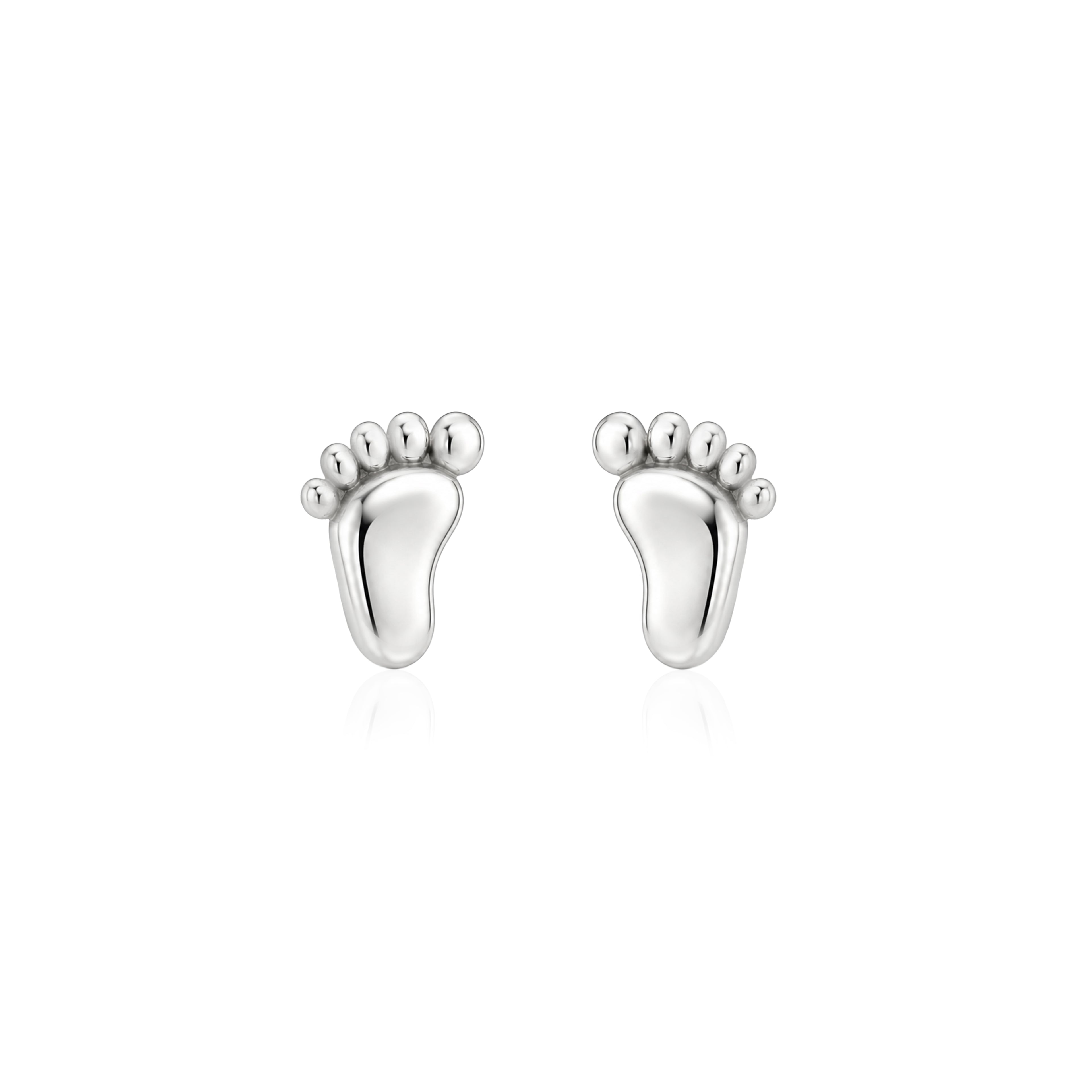 Sweet Steps Sterling Silver Baby Footprint Ear Studs