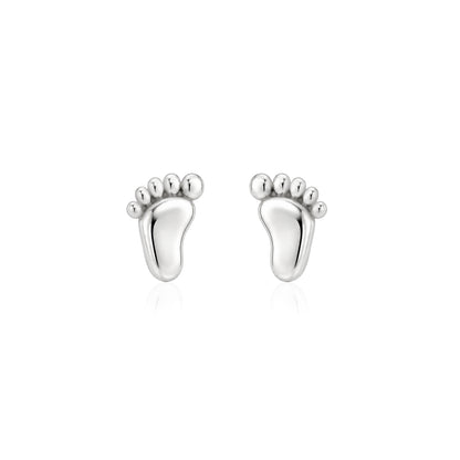 Sweet Steps Sterling Silver Baby Footprint Ear Studs