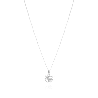 Sweet 16 Rhodium Plated Heart Chain Pendants