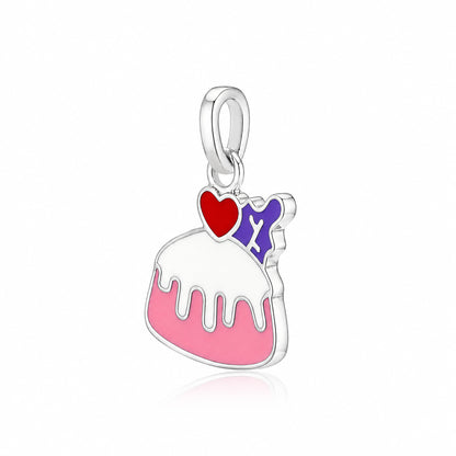 Sweet Birthday Cake Sterling Silver Enamel CharmPendant