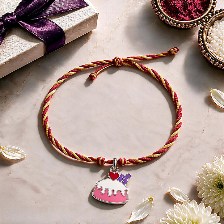 Sweet Birthday Cake Sterling Silver Enamel Charm Pendant