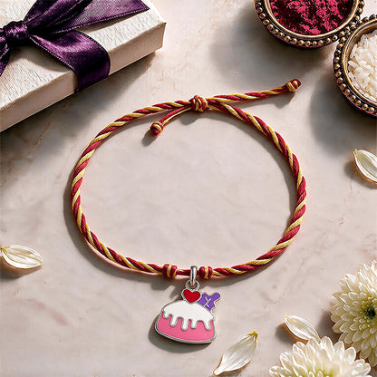 Sweet Birthday Cake Sterling Silver Enamel Charm Pendant