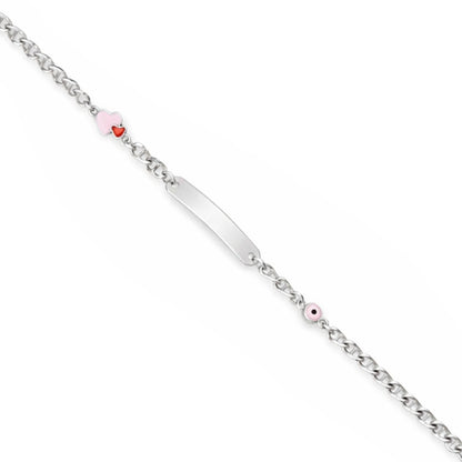 Silver bracelet with heart-shaped charms on a white background