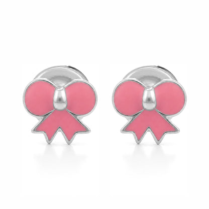 Sweet Ribbon Sparkle 925 Sterling Silver Earring