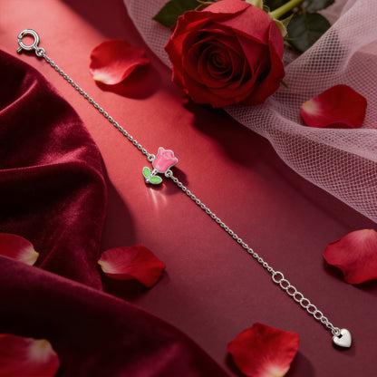 Sweet Rose 925 Sterling Silver Minimal Bracelet for Women