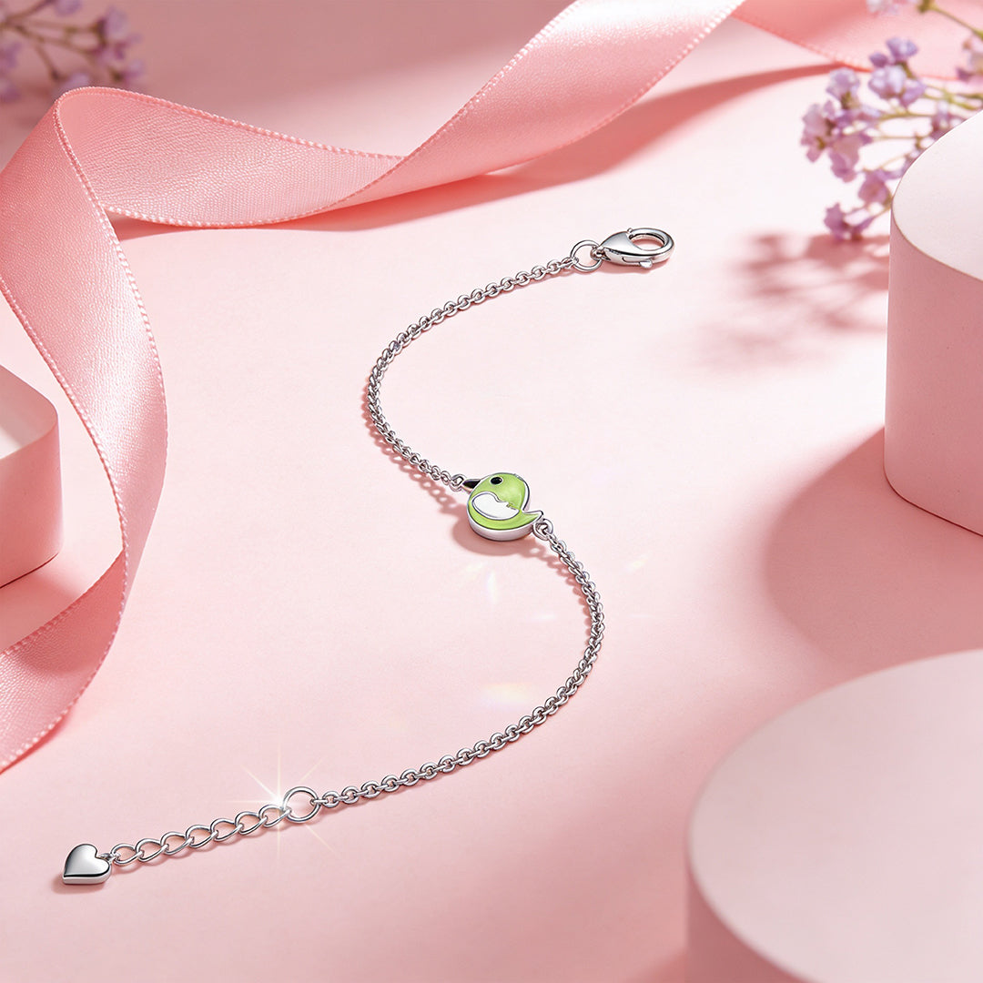 Sweet Spring Bird Sterling Silver Chain Bracelet