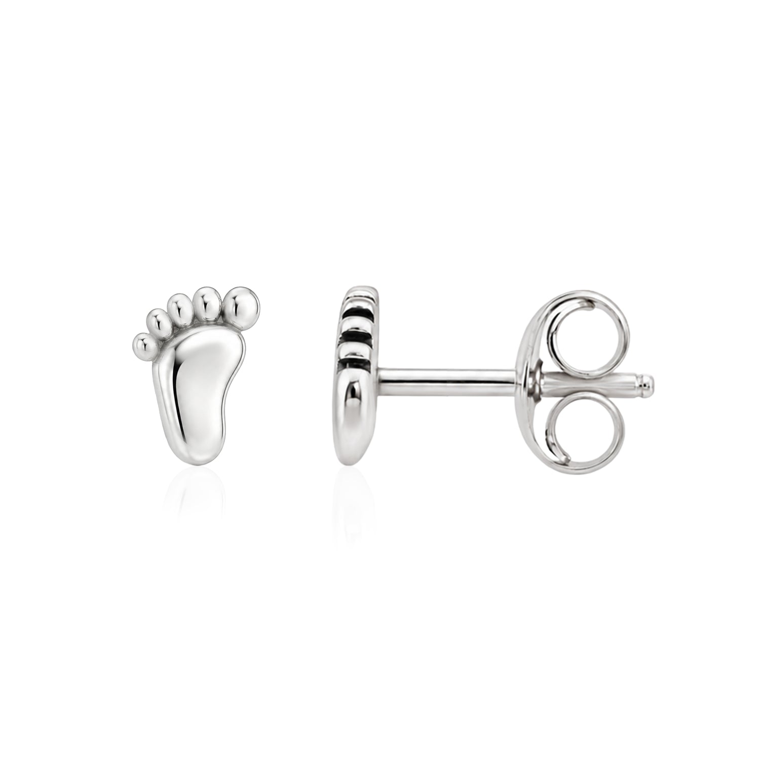 Sweet Steps Sterling Silver Baby Footprint Ear Studs