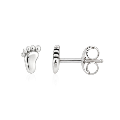 Sweet Steps Sterling Silver Baby Footprint Ear Studs