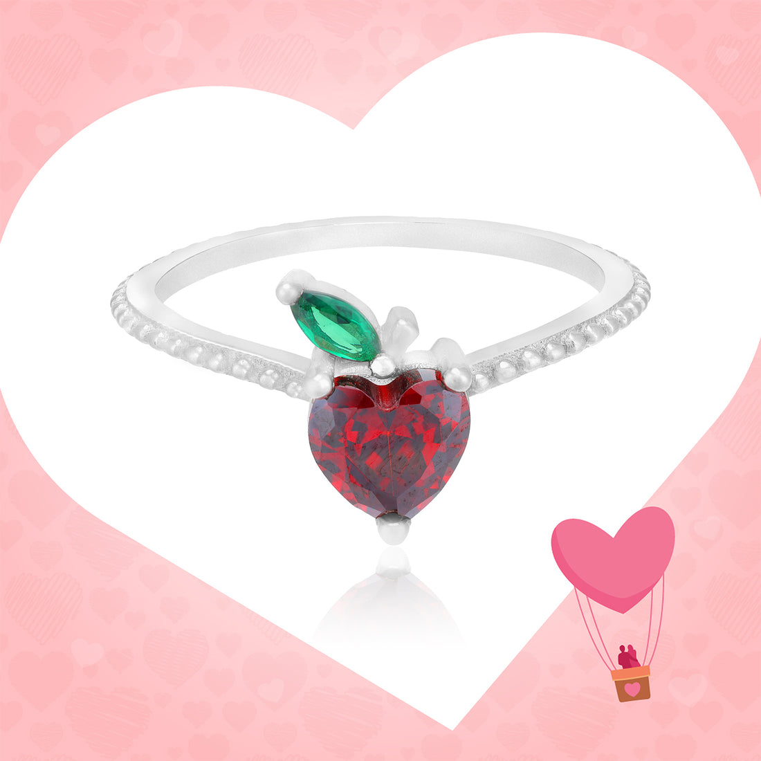 Sweetheart Rhodium Plated 925 Apple Ring