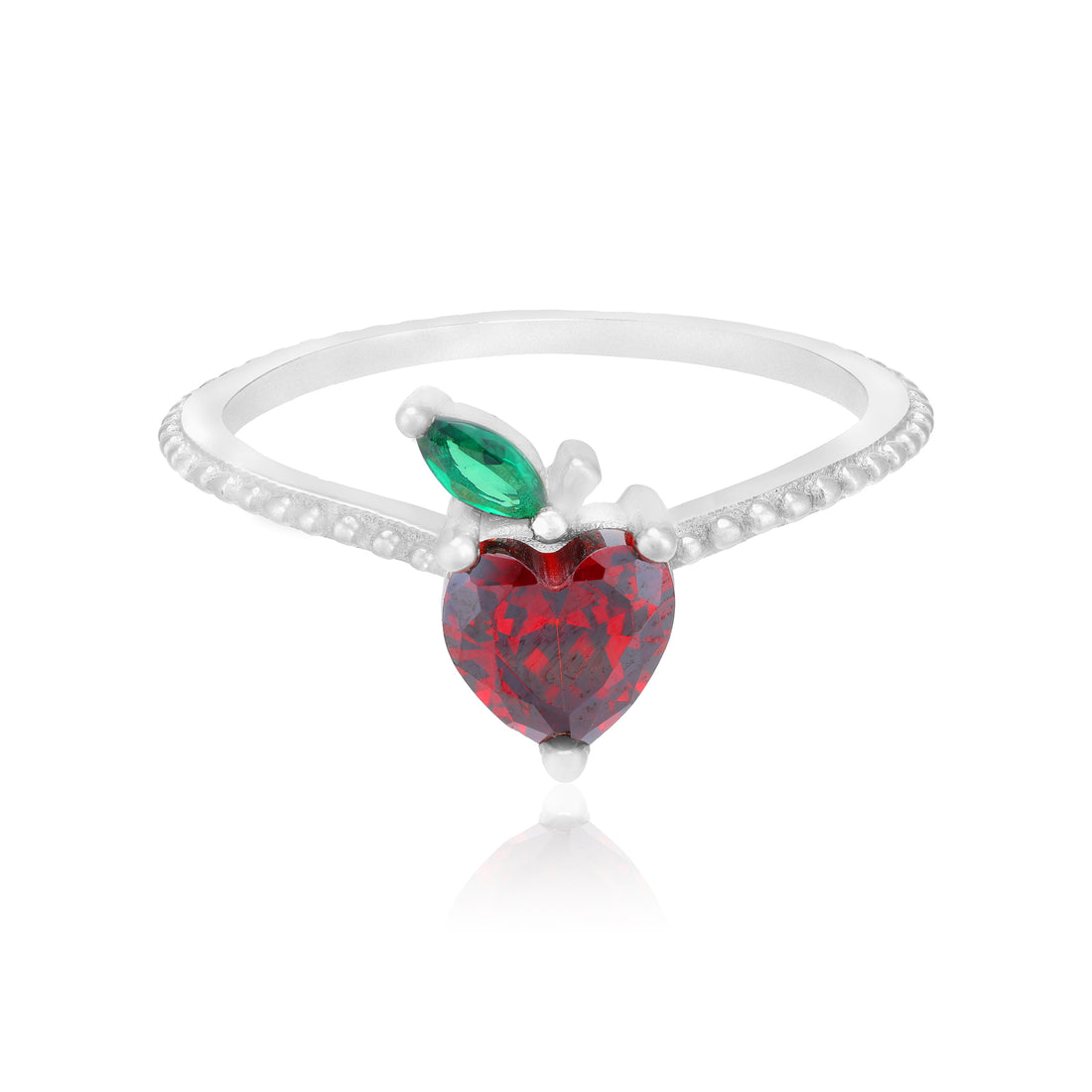 Sweetheart Rhodium Plated Apple Ring