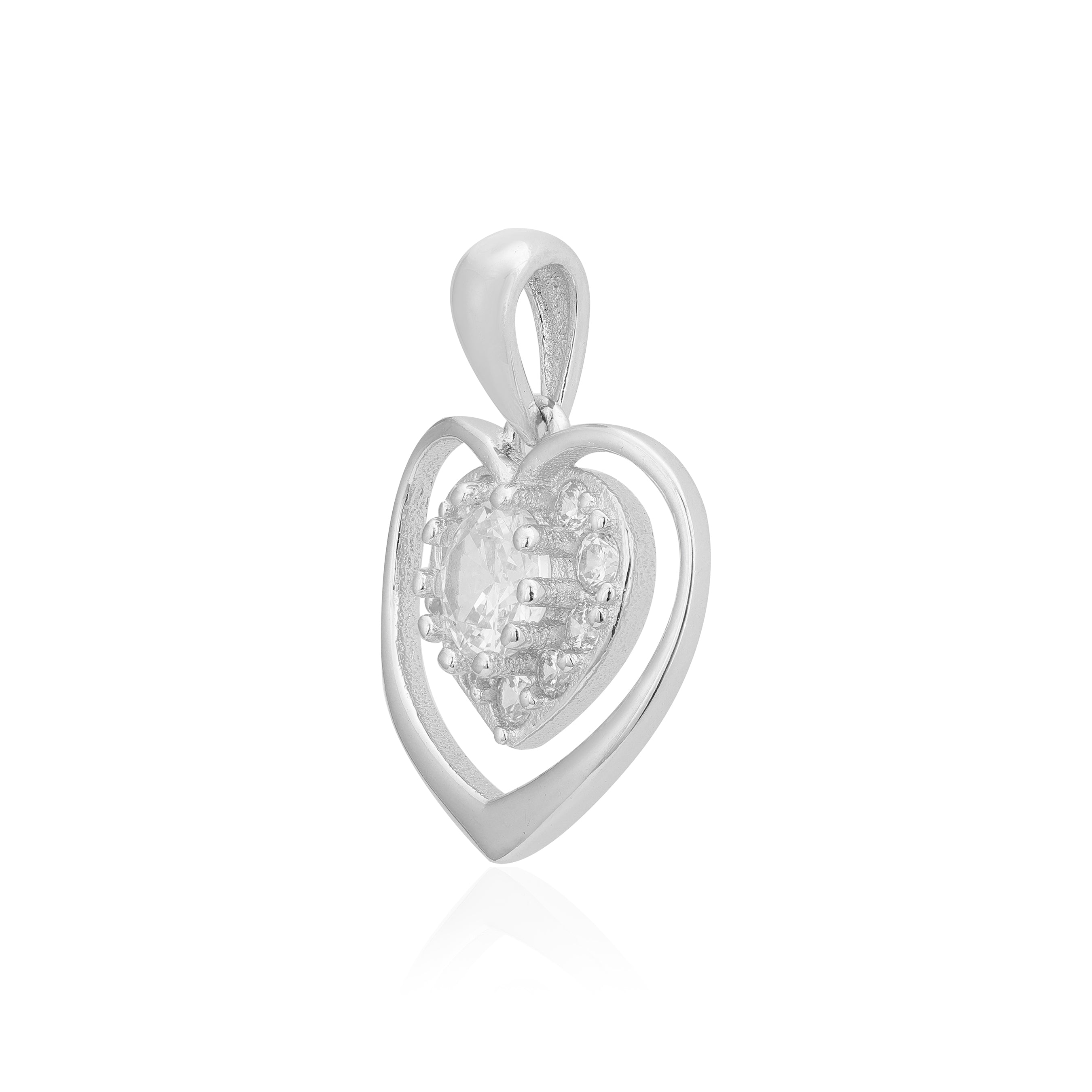 Sync Dual Heart Rhodium Pendants