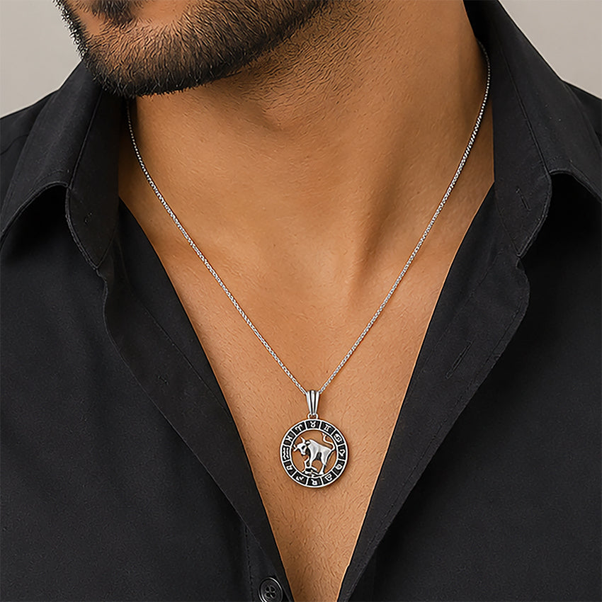 Taurus Zodiac Silver Rakhi Pendant