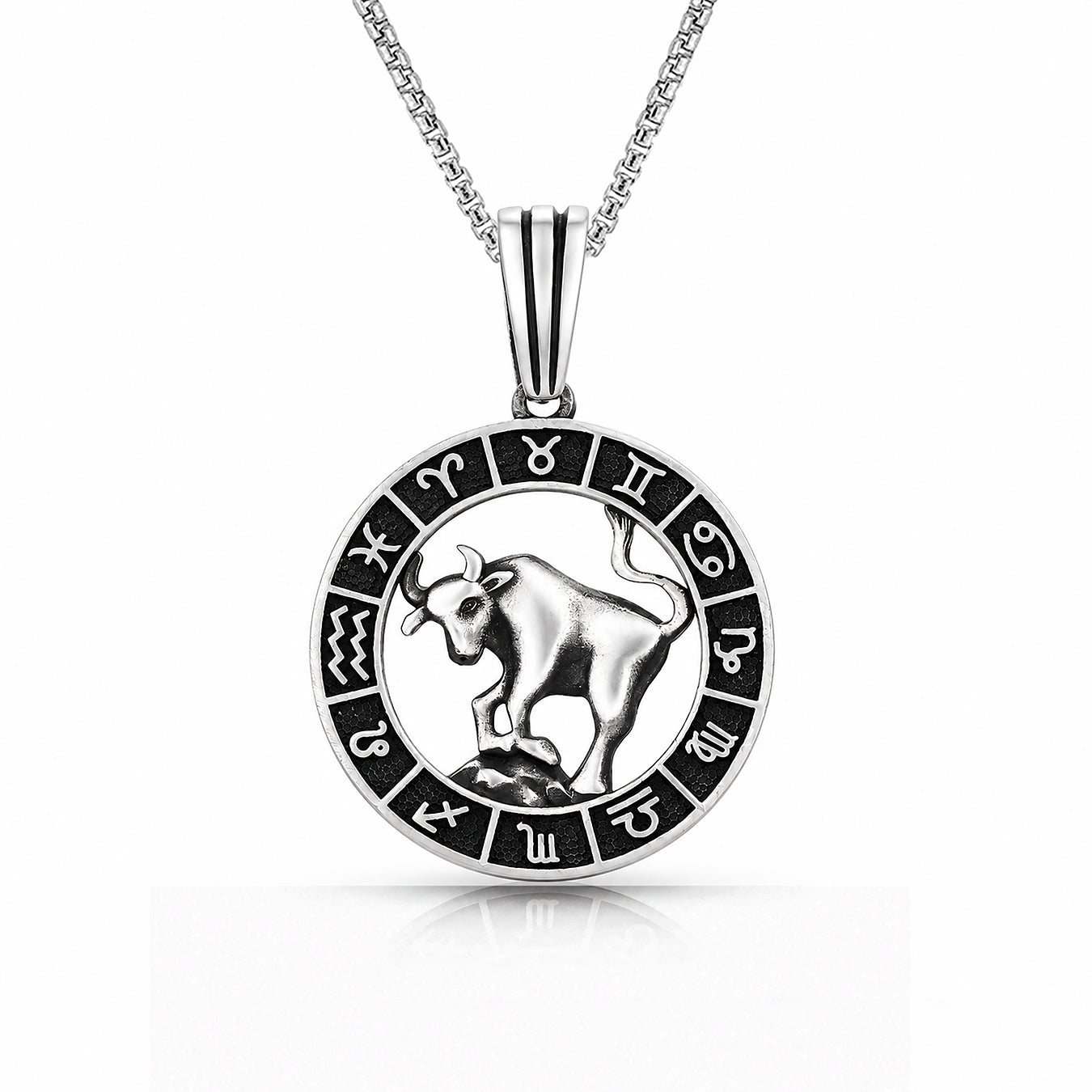 Taurus Zodiac Silver Rakhi Pendant