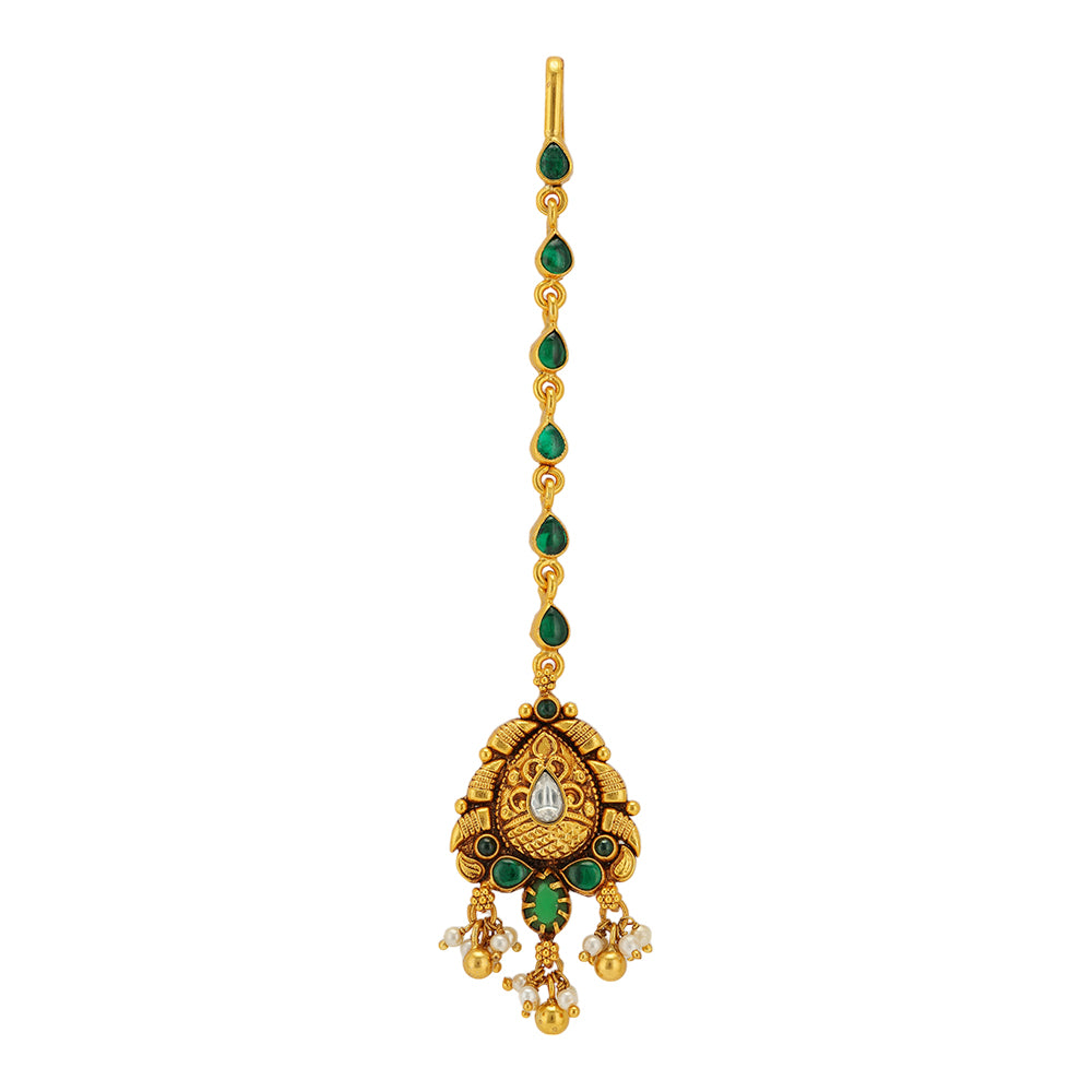 Tear Drop Shaped 925 Gold Plated Pearls Drop Tikka