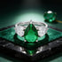 Silver ring with a green teardrop gemstone on a dark surface