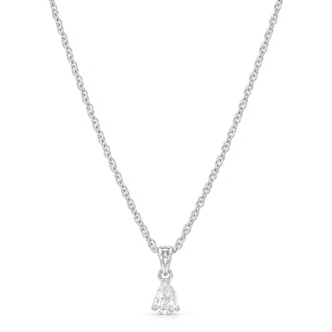 Teardrop Solitaire Sterling Silver Chain