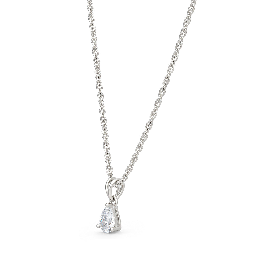 Teardrop Solitaire Sterling Silver Chain