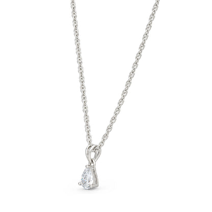 Teardrop Solitaire Sterling Silver Chain